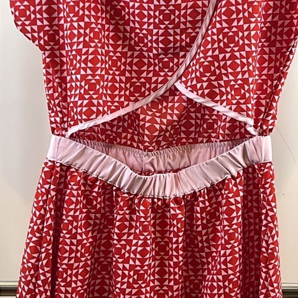 ROXY Red & Pale Pink Open Back Dress - Size Small - Picture 10 of 14